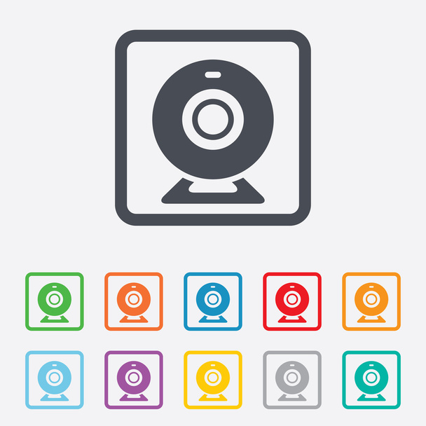 Icône du panneau Webcam. Web vidéo chat symbole
. - Vecteur, image