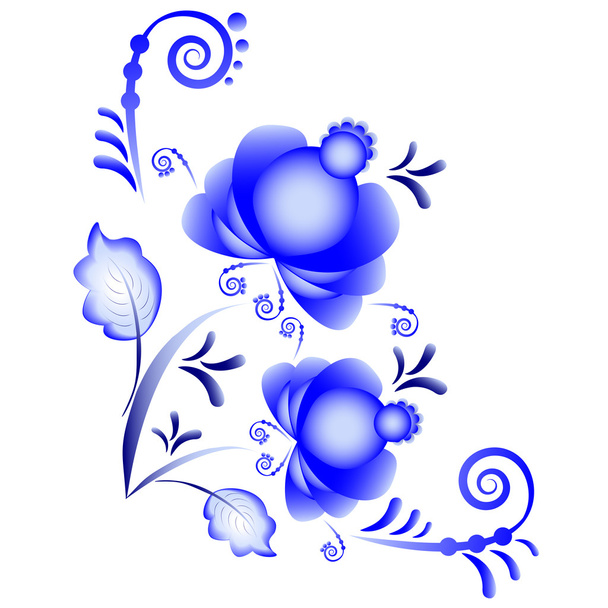 Floral ornament in Gzhel style. Russian folklore - Vector, Imagen