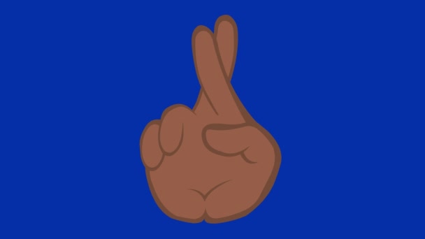 青いクロマキーの背景に、指を横切る茶色の手のループアニメーション - 映像、動画