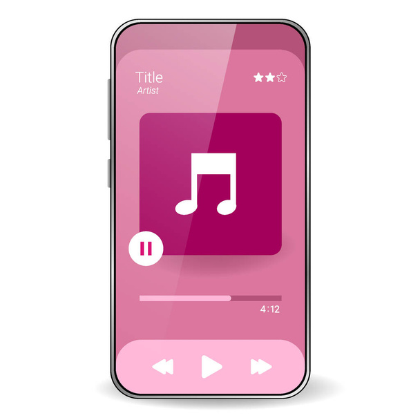 music player user interface realistic smartphone, Smartphone redesign realistic object  - Vector, Imagen