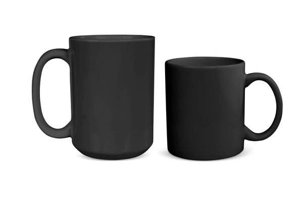 Black 11 and 15 oz Coffee Mug Mockup on White Background - 写真・画像