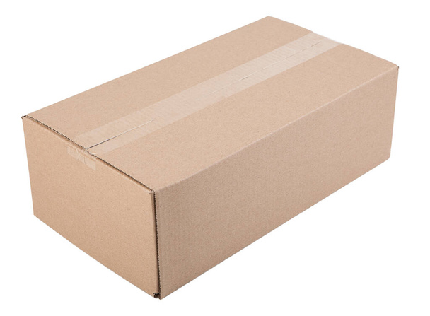 Corrugated cardboard box, object isolated on a white background. - Foto, Bild