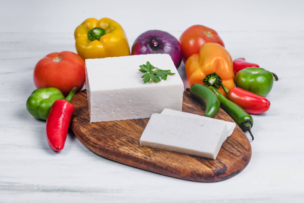 Mexican white panela cheese with fresh ingredients in Mexico Latin America - Foto, Imagem