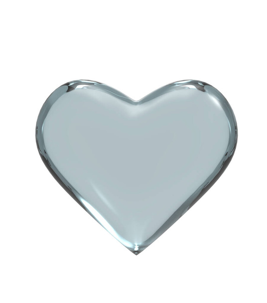 Glass Heart icon isolated on white background. 3D illustration. - Fotografie, Obrázek