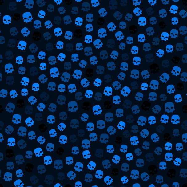 Funny seamless azure blue scull pattern background for Halloween. Design texture element for halloween party poster or textile print. - Vektor, obrázek