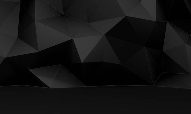 Dark Chaotic Poligon Surface Background. 3d Render Illustration - Фото, изображение