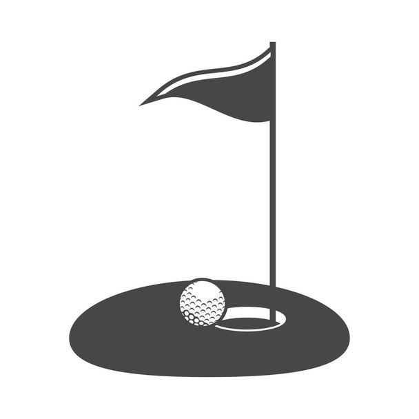 Golf topu ve bayrak - Vektör, Görsel