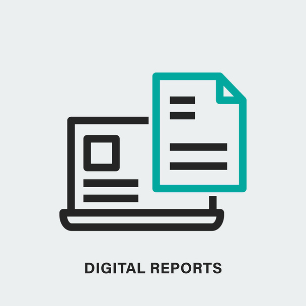 Graficzna ikona netbooka i dokumentu z napisem Digital Reports - Wektor, obraz