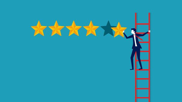 A businessman puts five stars. The concept of rating. Customer Satisfaction Survey. vector - Vector, afbeelding