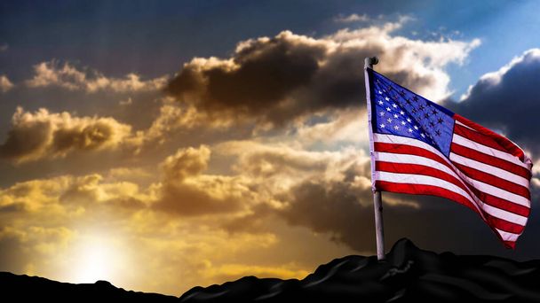 Αμερικανική σημαία στον ουρανό - Φωτογραφία, εικόνα