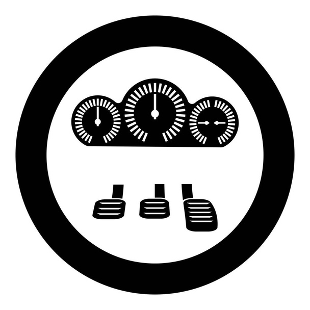 Dashboard pedals icon in circle round black color vector illustration image solid outline style simple - Vector, Image
