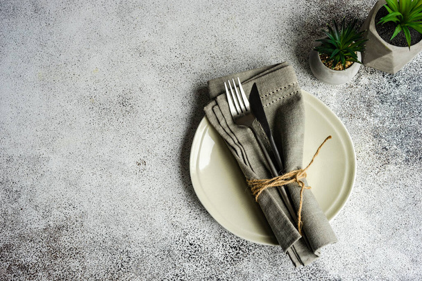 Minimlist dinner set on concrete background - Valokuva, kuva