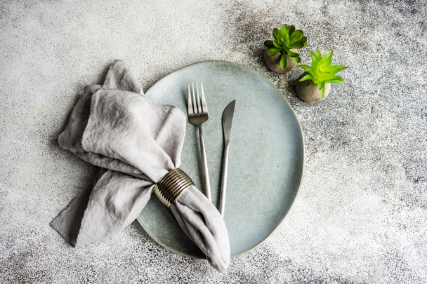 Minimlist dinner set on concrete background - Zdjęcie, obraz