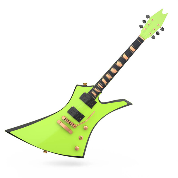 Electric acoustic guitar isolated on white background. 3d render of concept for rock festival poster with heavy metal guitar for music shop - Fotó, kép