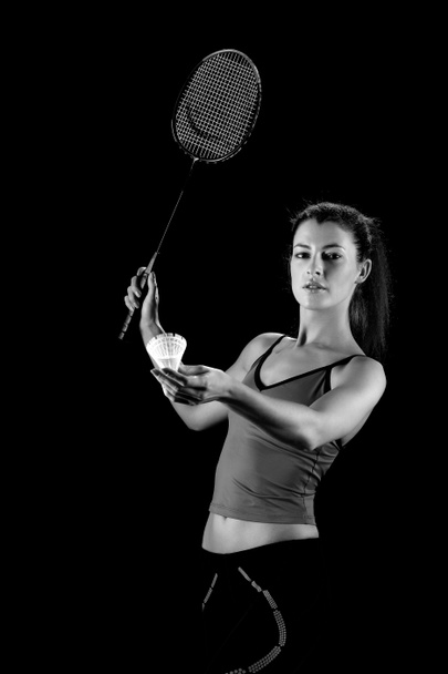 mulher com raquete de badminton - Foto, Imagem
