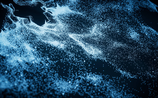 Abstract particles with wave pattern, 3d rendering. Computer digital drawing. - Fotografie, Obrázek
