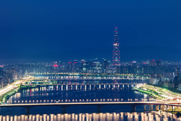 Night view of Seoul city taken at night - Фото, изображение