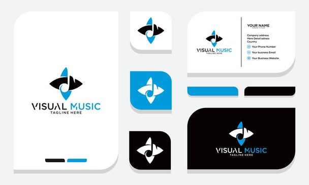 Tone Music Mit Auge Illustration Icon Logo und kostenlose Visitenkarte - Vektor, Bild