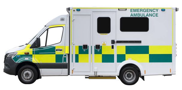 白い背景で孤立した英国の救急車 - 写真・画像