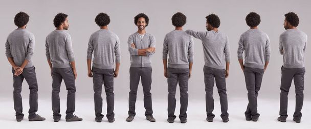 I choose to be happy today. Studio shot of a confident man standing out from a group of clones. - Φωτογραφία, εικόνα