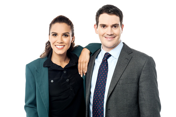 Smiling business couple posing together  - Foto, Imagen