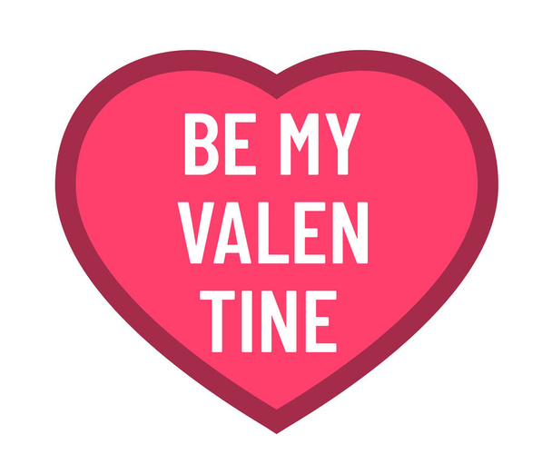 Be my valentine lettering on heart color vector illustration. Be my valentine lettering on pink heart shape with stroke stock vector illustration. Valentine day icon. Love and relationships concept - Vettoriali, immagini