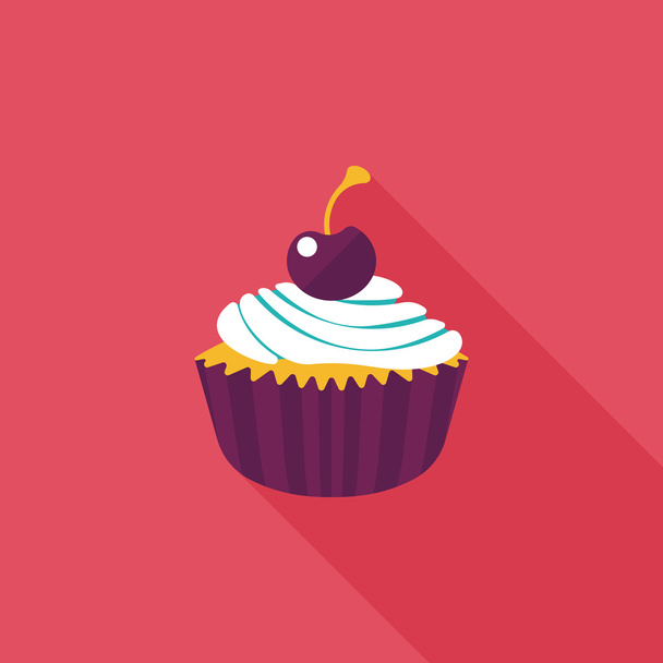 cupcake flat icon with long shadow,eps10 - Вектор, зображення