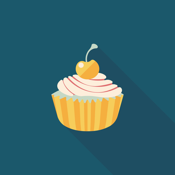 cupcake flat icon with long shadow,eps10 - Вектор, зображення