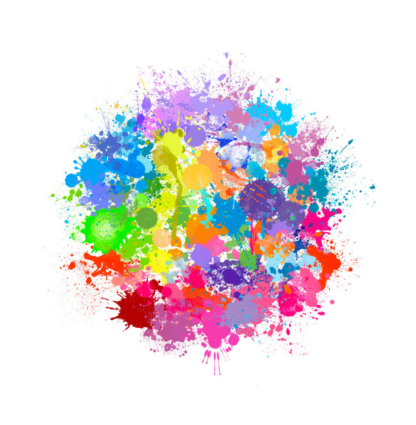 Colorful paint splashes on a white background - Фото, изображение