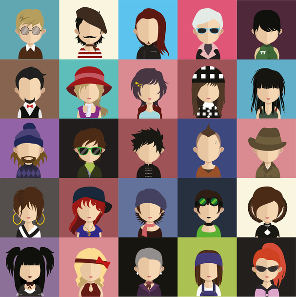 Conjunto de 25 ícones de pessoas
 - Vetor, Imagem