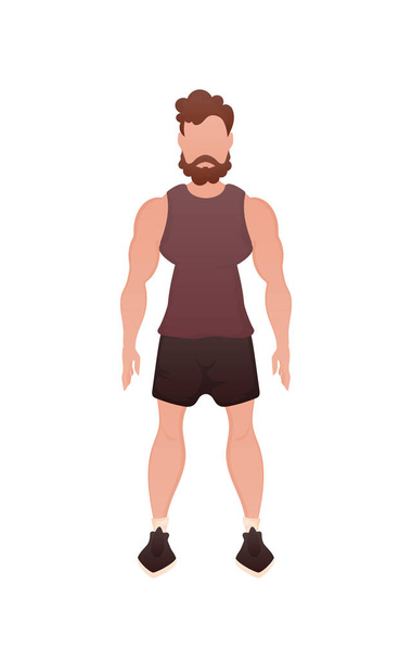 A strong man stands to his full height. Isolated. Cartoon style. Vector illustration - Vector, Image