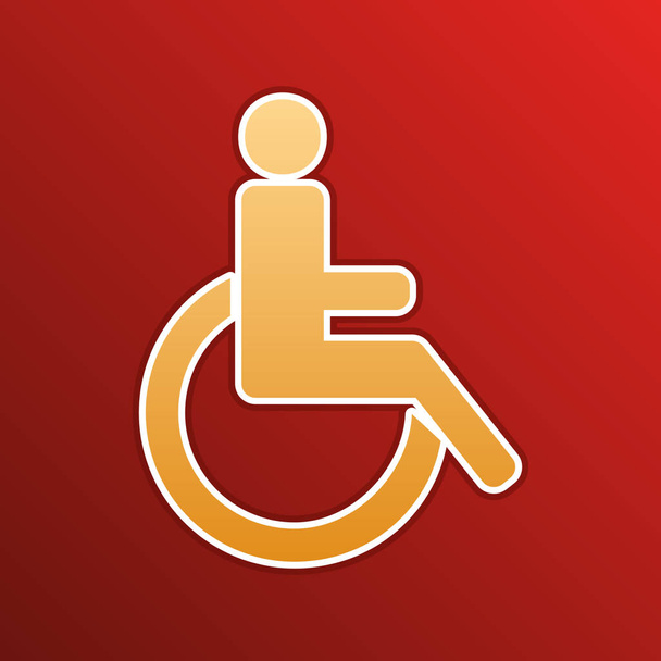 Disabled sign illustration. Golden gradient Icon with contours on redish Background. Illustration. - Vecteur, image