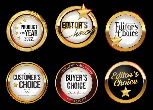 Golden badges collection of customers editors and buyers choice  - Вектор,изображение