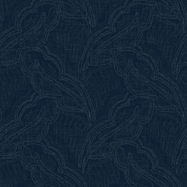 Темно-синий лист красителя стежка рисунок блока печати. Японский мужской эффект боро бесшовный текстильный фон. Тон по тону в стиле вышивки ваби саби  - Фото, изображение