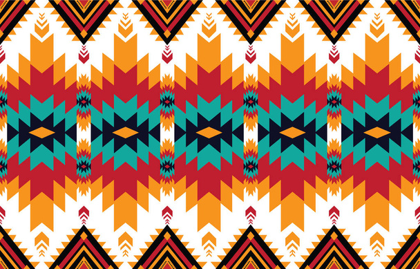 Arte abstracto étnico. Patrón sin costuras en estilo tribal, bordado popular y mexicano. Diseño para alfombra, papel pintado, ropa, envoltura, tela, cubierta, textil - Vector, Imagen
