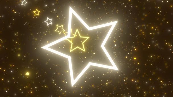 美しい輝く星形ゴールデンローラーコースタートンネルスパークリング-アブストラクト背景テクスチャ - 写真・画像