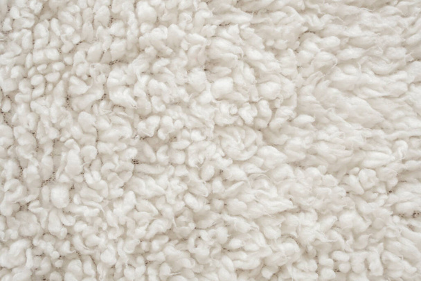 White fluffy fur fabric wool texture background - Photo, Image
