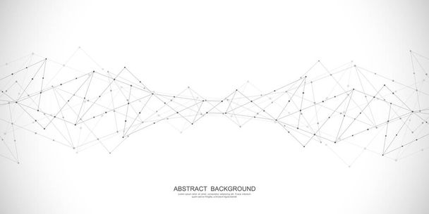 Abstrakter geometrischer Hintergrund mit verbindenden Punkten und Linien. Abstrakte Plexus-Textur und Kommunikationskonzept - Vektor, Bild