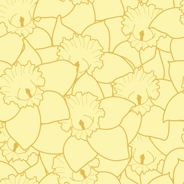 Yellow daffodils seamless pattern background illustration - Vector, Imagen