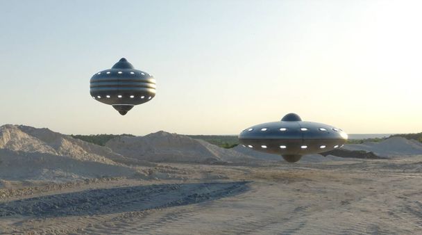 fotorealistische visualisatie van ufo, 3d render - Foto, afbeelding
