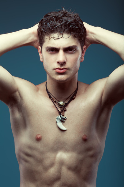 Male beauty concept. Portrait of handsome muscular male model wi - Foto, Imagem