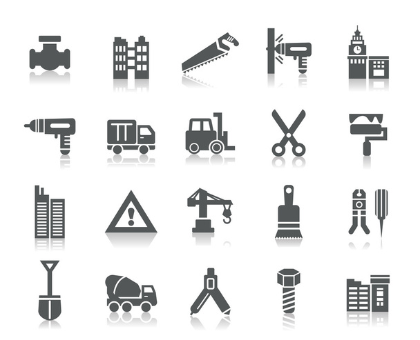 Edificios e iconos de la construcción
 - Vector, Imagen