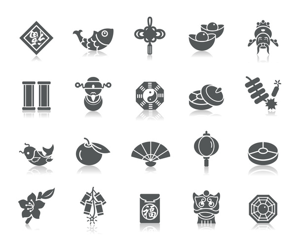 Chinese New Year Icons - Vector, Image