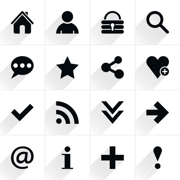 16 icone piatto segno di base
 - Vettoriali, immagini