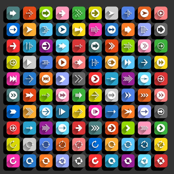 100 arrow flat icons set - Vector, Image