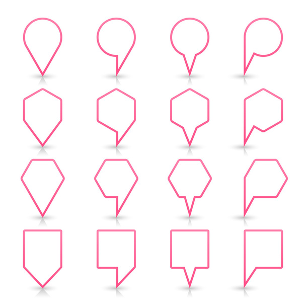 Icono de pin de mapa de color rosa signo de ubicación satinado con espacio de copia vacío
 - Vector, Imagen