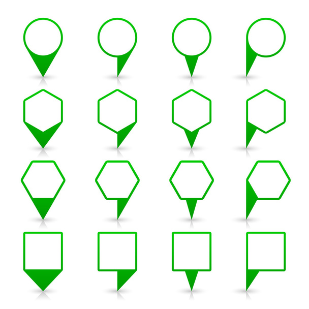 Segno di posizione del raso dell'icona del pin della mappa di colore verde con spazio di copia vuoto
 - Vettoriali, immagini