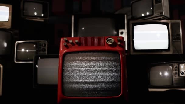 Flag of the Gambia and Vintage Televisions. 4K Resolution. - Záběry, video