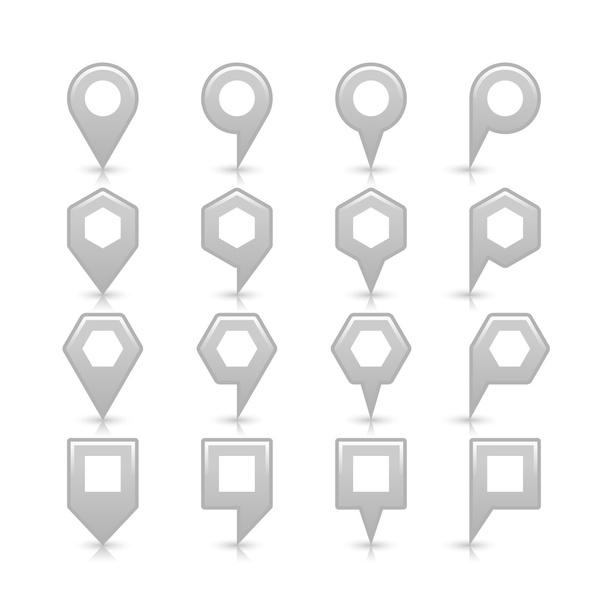 graue Farbe Karte Pin-Symbol Satin Ortsschild mit leeren Kopierraum - Vektor, Bild