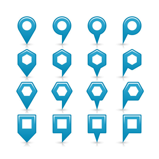 Modrá barva mapa pin ikonu satén umístění znamení s prázdnou kopii prostoru - Vektor, obrázek